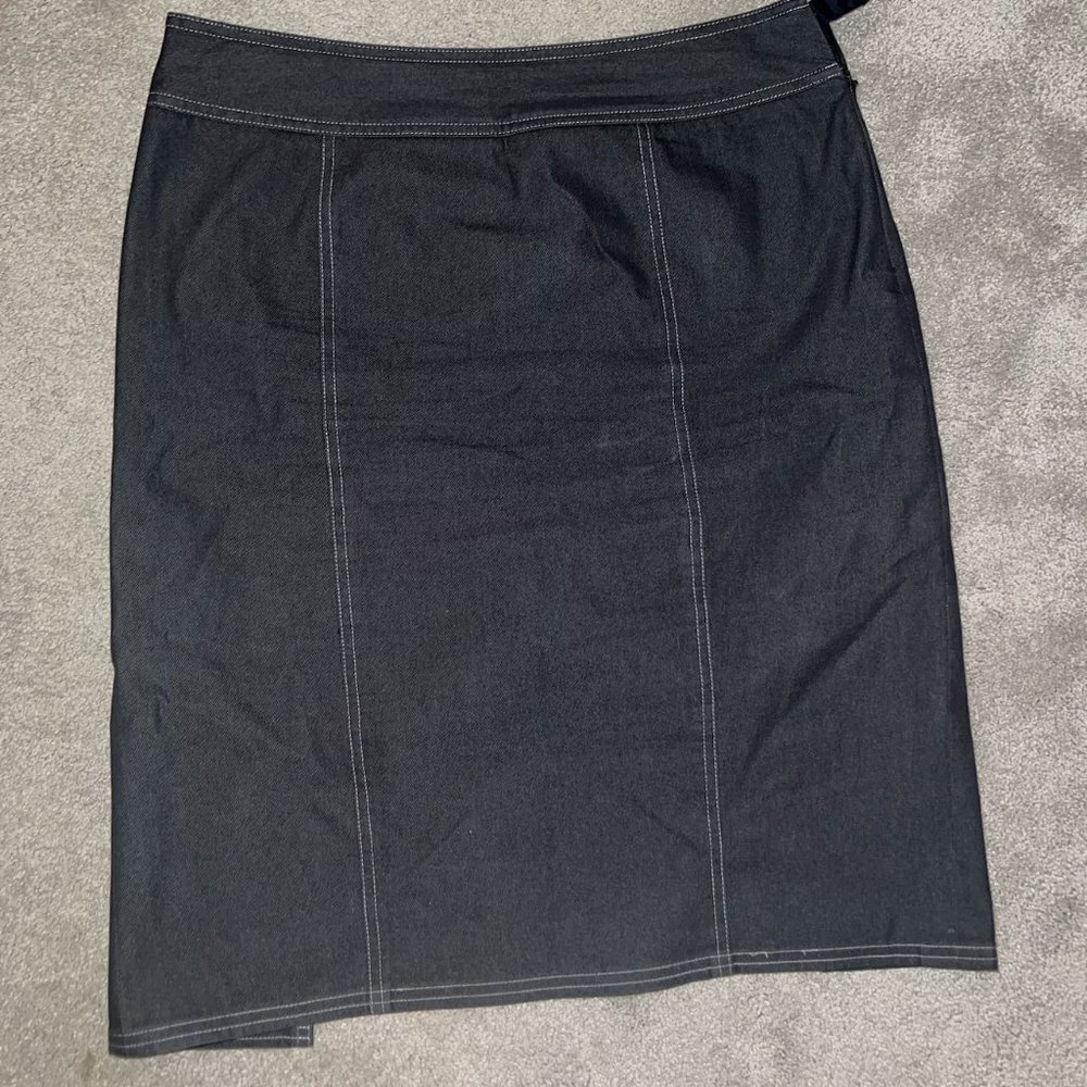 Etcetera Dark Denim Wash Work Midi Skirt | Size 10